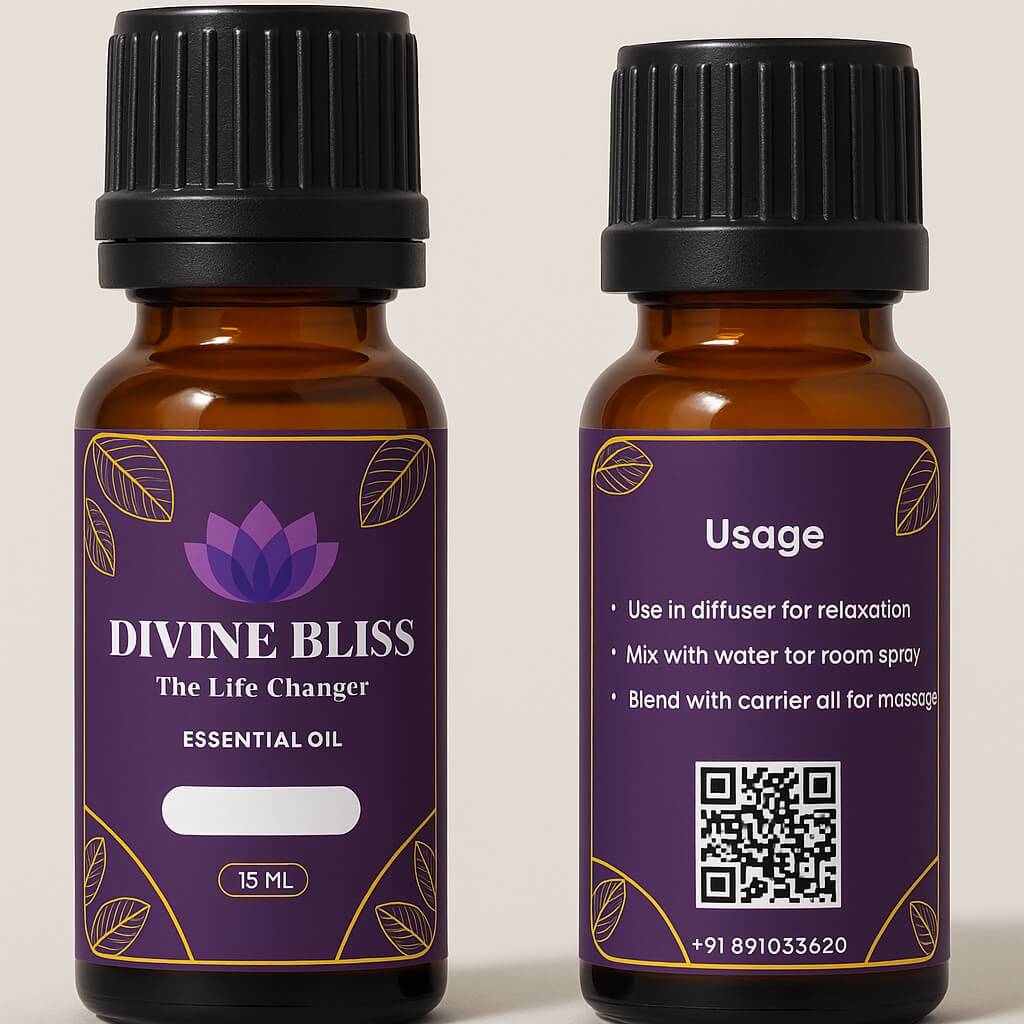 RECOMMENDED META DESCRIPTION (150–160 characters): Divine Bliss Pranic Healing Essential Oil 15ml bottle — Rose and Lavender