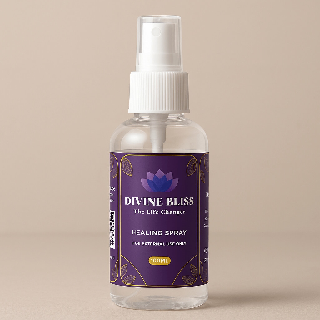 Divine Bliss Pranic Aura Cleanser Healing Spray with rose and lavender essential oils, 100ml